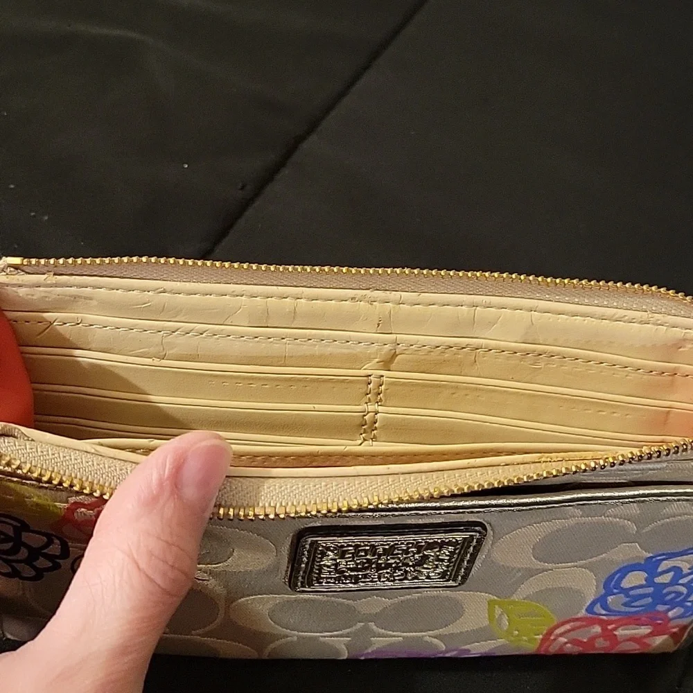 Coach Cream Wristlet with Multicolor Floral Design - Picture 12 of 14